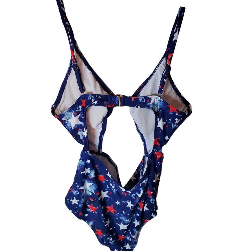 California Waves One Piece Cutout Patriotic Stars Swimsuit, NWT, Large - Picture 3 of 5